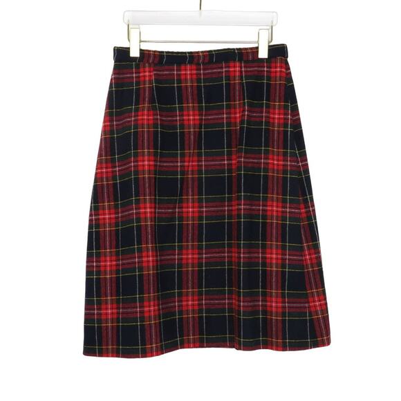 RRRRuss 1970s Vintage Union Made Red Plaid Skirt With Big Safety Pin Waist 30" - Picture 1 of 8